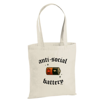 Anti Social Battery - W201 Premium Cotton Tote Thumbnail